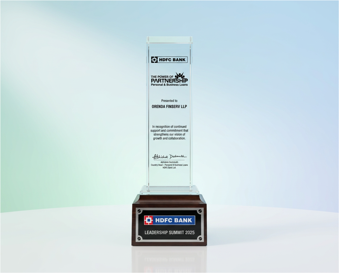 Honoured by HDFC Bank at its Leadership Summit 2025 for partnership excellence in personal & business loans.
