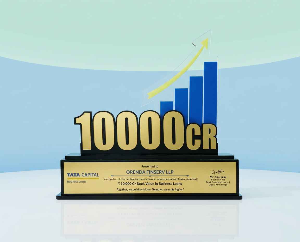 Felicitated by Tata Capital for reaching ₹10,000 Crore book value in business loans.